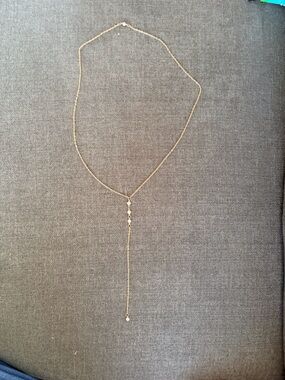Delicate Gold Y Necklace with Bead Accent